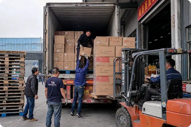 Погрузка товаров на складе в Китае